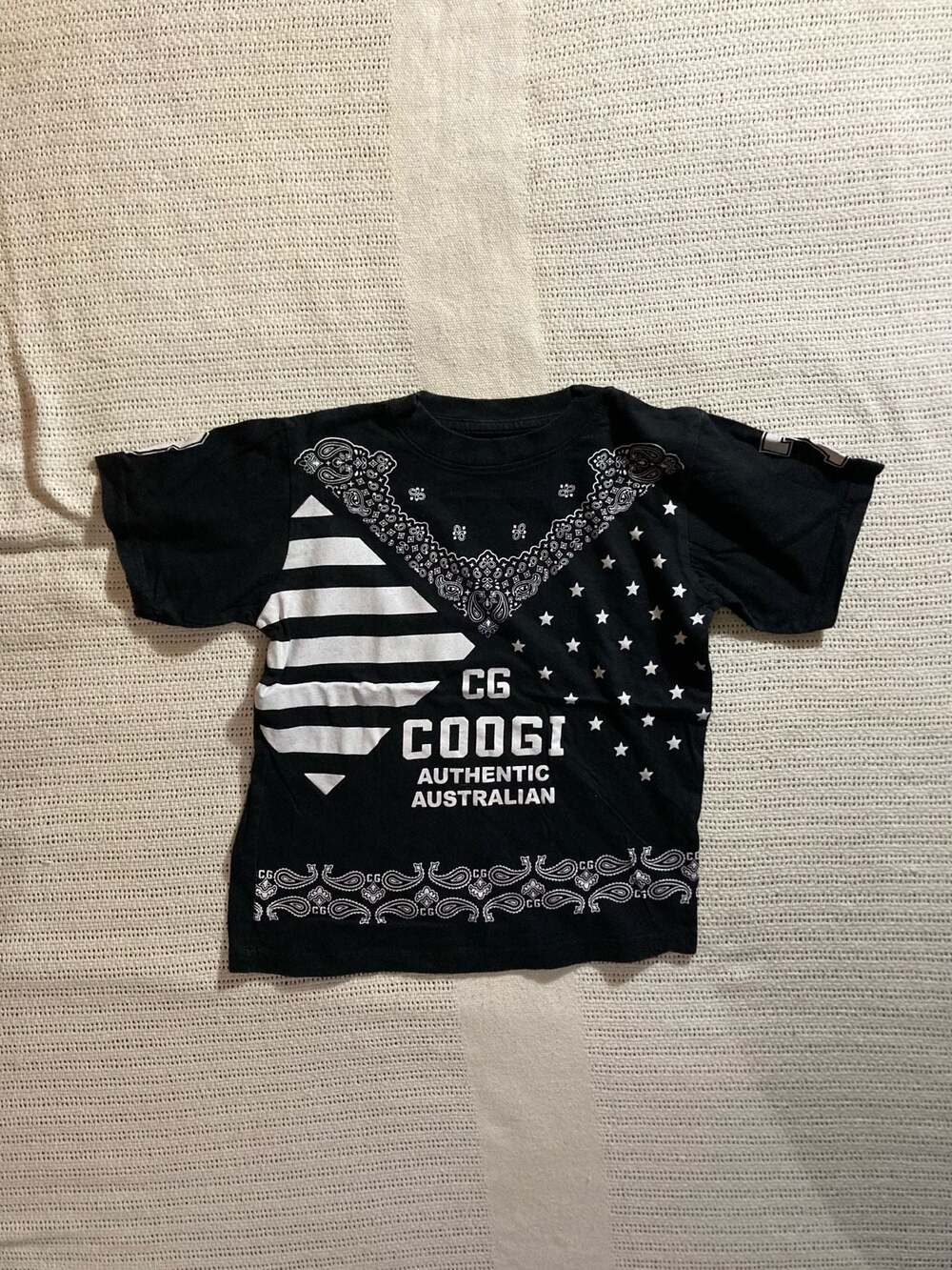 Coogi Kids Bandana Paisley Print T-Shirt Size 6 Black Authentic Australian